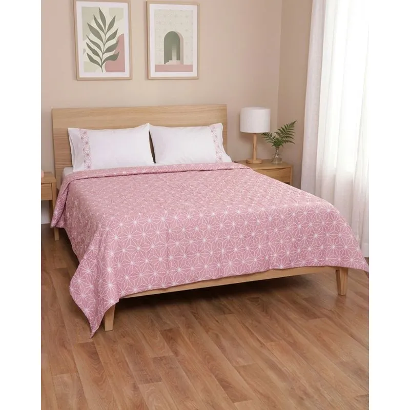 Colcha Casal Arte & Cazza 200cm x 240cm Matelassê Estampada Rosa UN