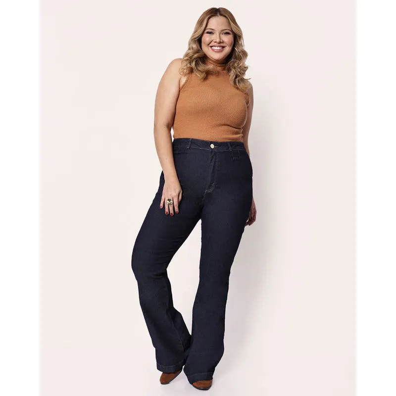 Calça Jeans Plus Size Feminina Biotipo Flare Preta 42