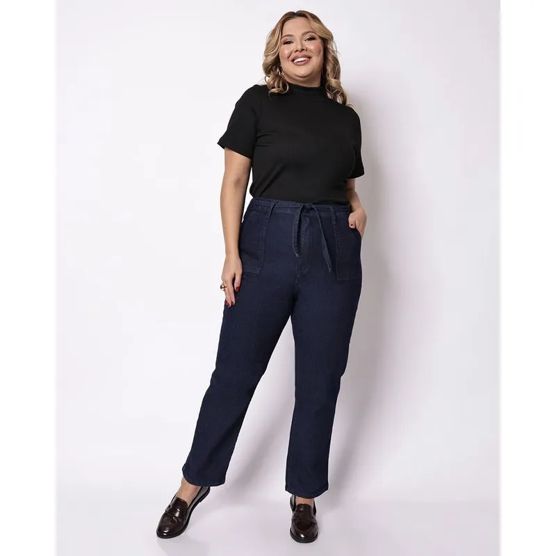 Calça Jeans Plus Size Feminina Biotipo Mom Azul 46
