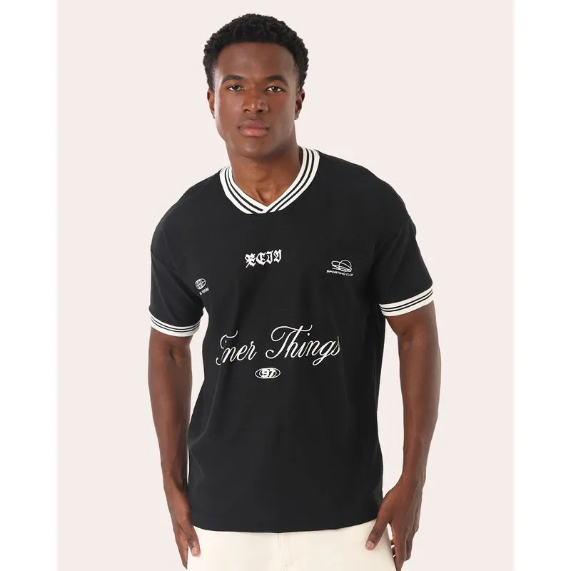 Camiseta Masculina Oversized Texturizada Premium Preta G
