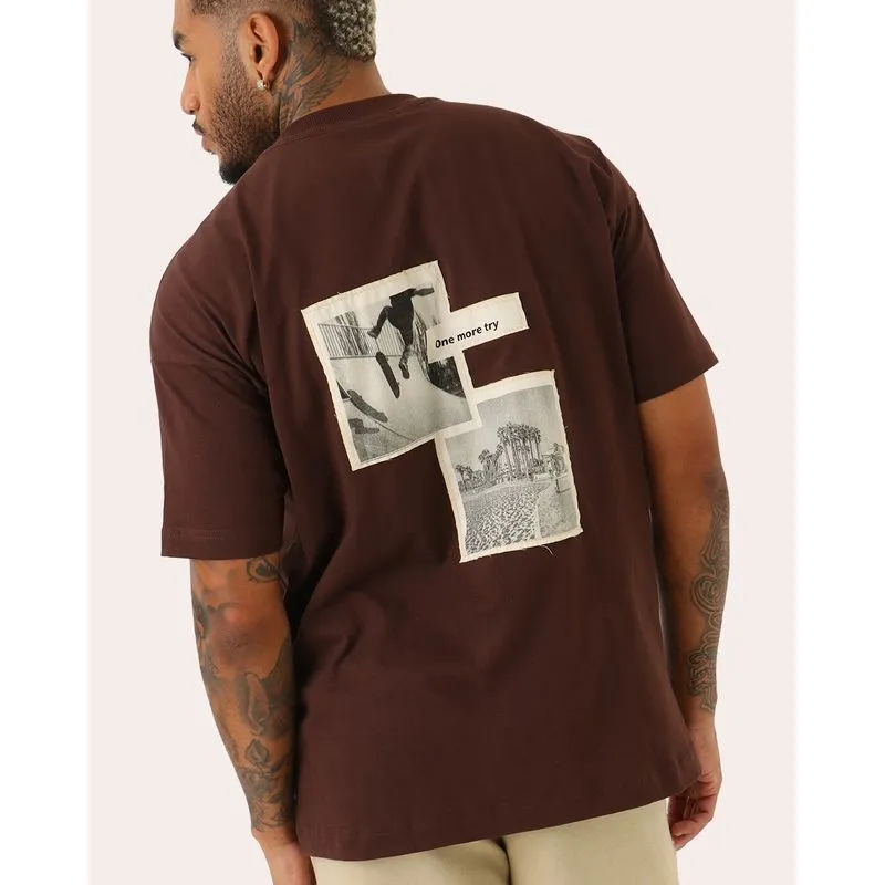 Camiseta Masculina Algodão Oversized Marrom PP
