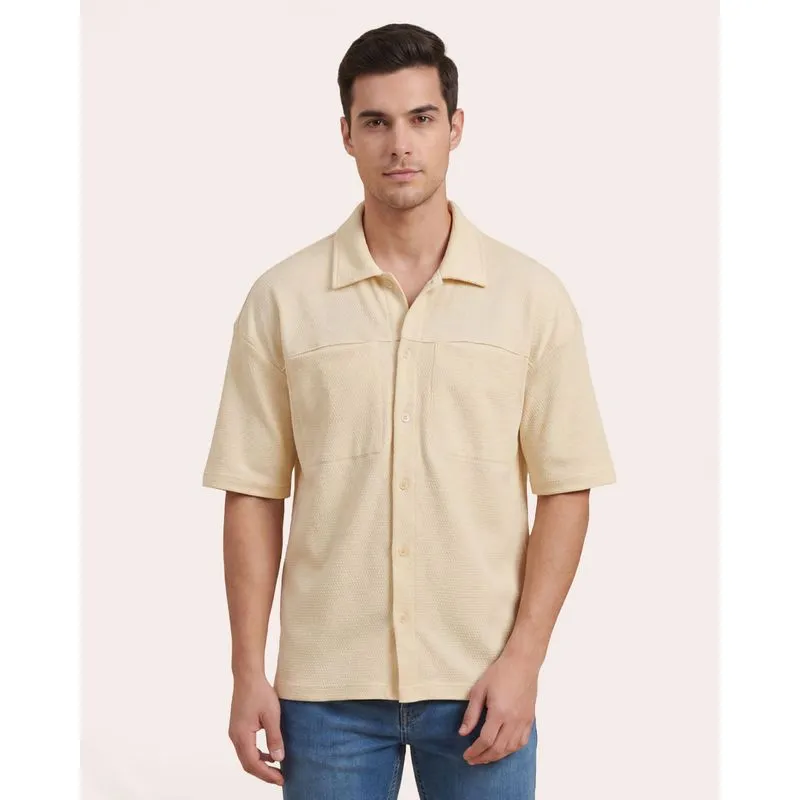 Camisa Masculina Texturizada com Bolsos Embutidos Off White M