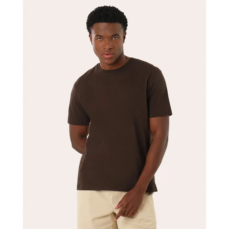 Camiseta Masculina Básica Algodão Peruano Marrom XG