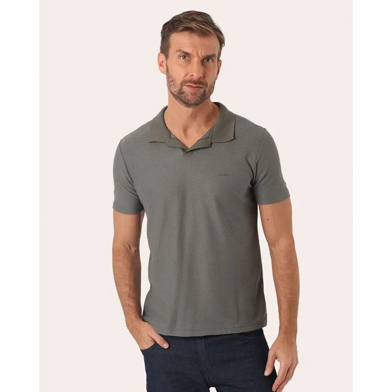 Camisa Polo Masculina Tricô Texturizada Verde GG