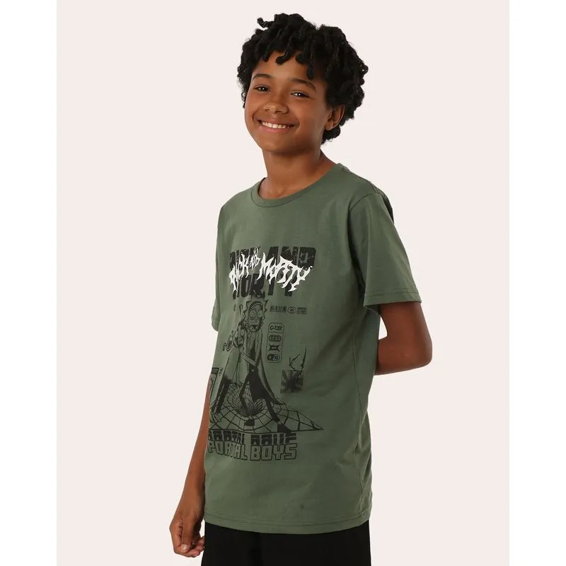 Camiseta Juvenil Algodão Rick And Morty Manga Curta Verde 16