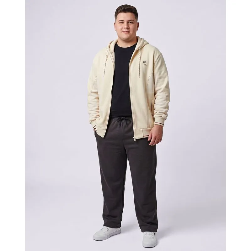 Calça Plus Size Moletom Masculina Reta com Bolsos Cinza G1
