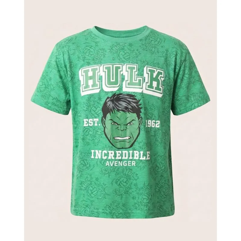 Camiseta Infantil Algodão Estampada Marvel Huk Verde 8