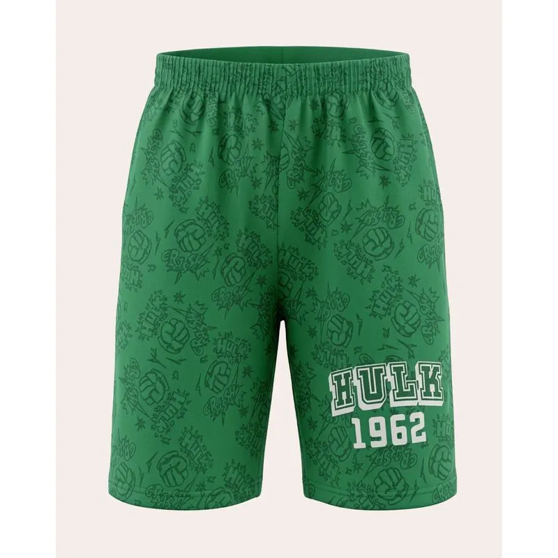 Bermuda Infantil Moletinho Estampada Marvel Hulk Verde 8