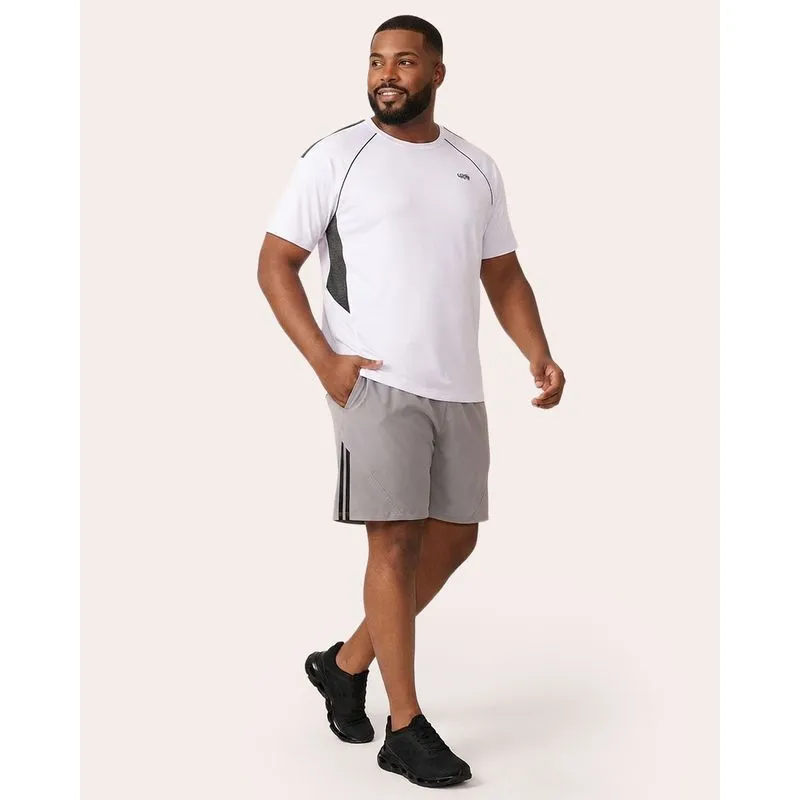 Bermuda Masculina Plus Size Esportiva Faixa Lateral Cinza G2