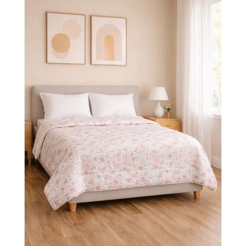 Edredom Casal Andreza Dupla Face Floral Verde UN
