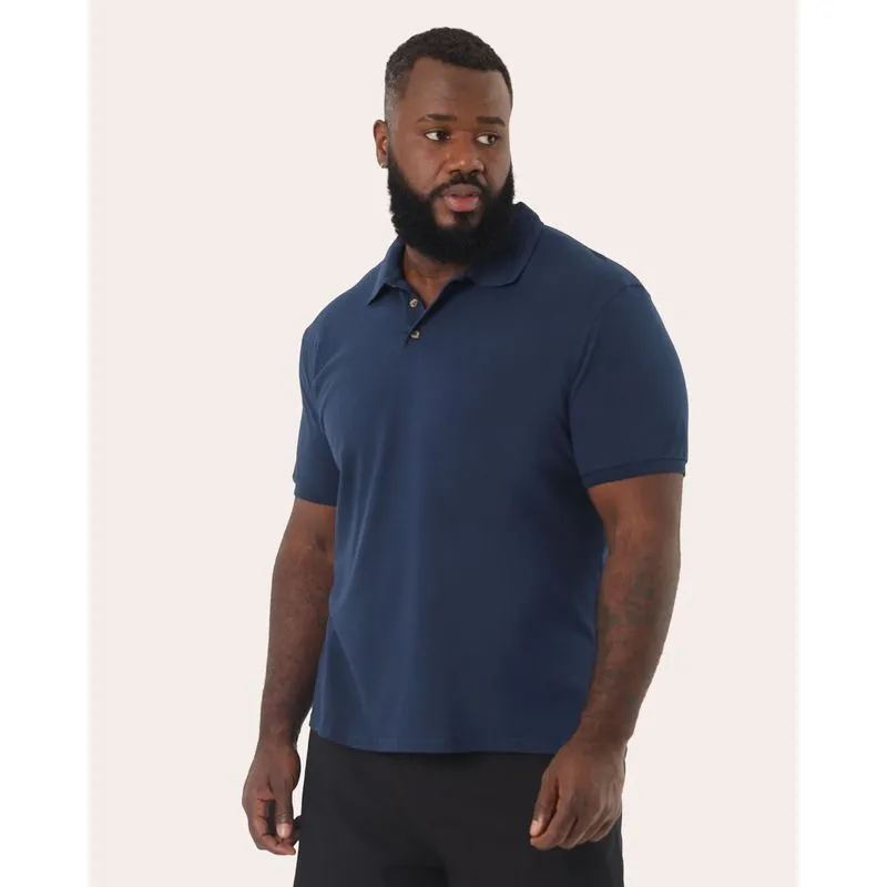Camisa Polo Plus Size Masculina Algodão Texturizada Marinho G4