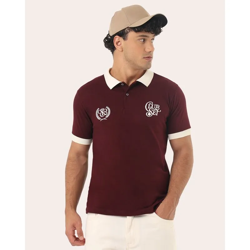 Camisa Polo Masculina Club Set Manga Curta Vinho GG