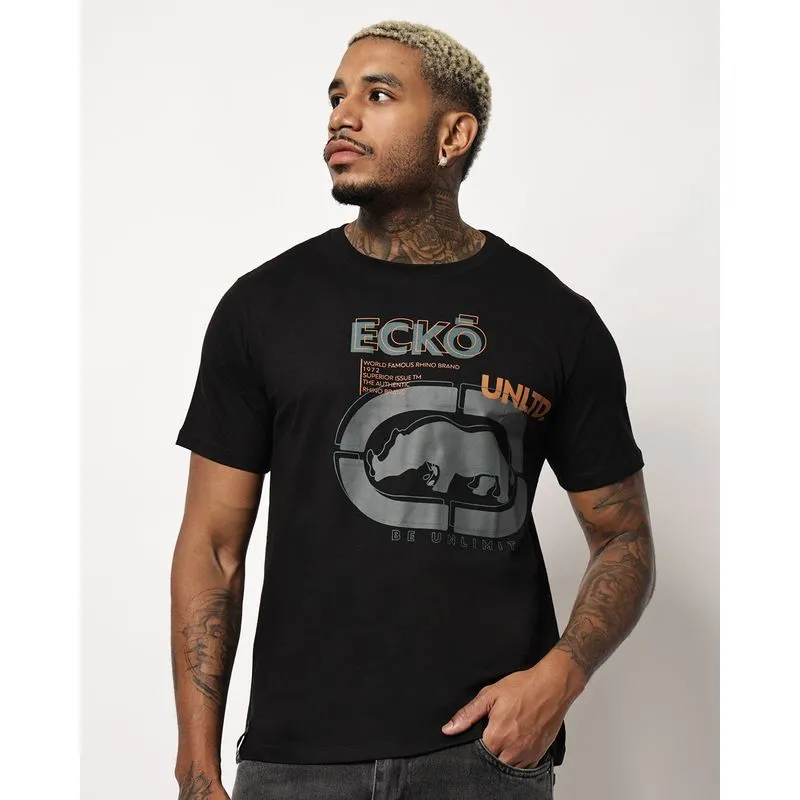 Camiseta Masculina Ecko Unltd Algodão Manga Curta Preta GG