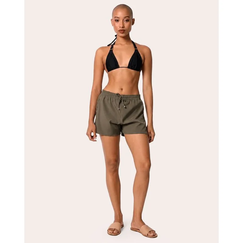 Saída De Praia Short Feminino Verde Militar G