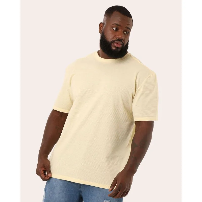 Camiseta Plus Size Masculina Canelada Manga Curta Amarela G4