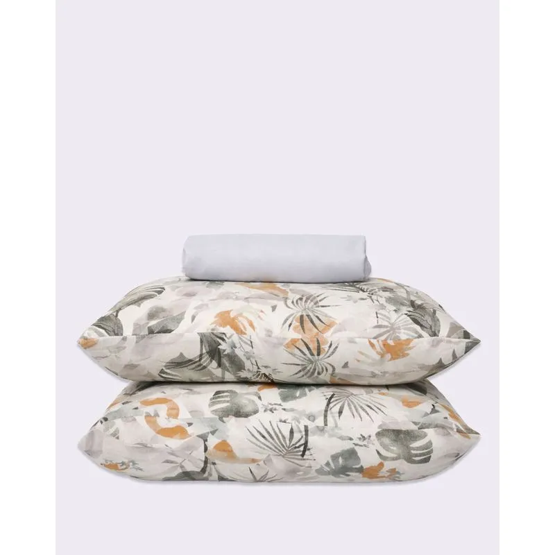 Jogo de Cama Queen 3 Peças Arte & Cazza Algodão Estampado Cinza UN