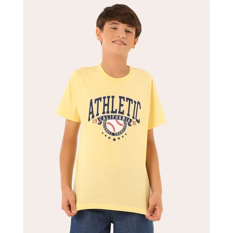 Camiseta Juvenil Algodão Estampa Athletic California Amarela 12