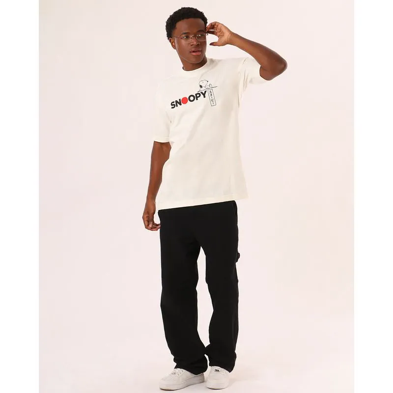 Camiseta Masculina Algodão Snoopy Manga Curta Off White G2