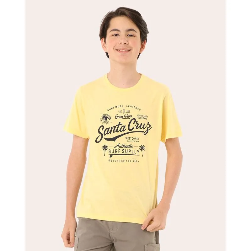 Camiseta Juvenil Estampa Tropical Manga Curta Amarela 12