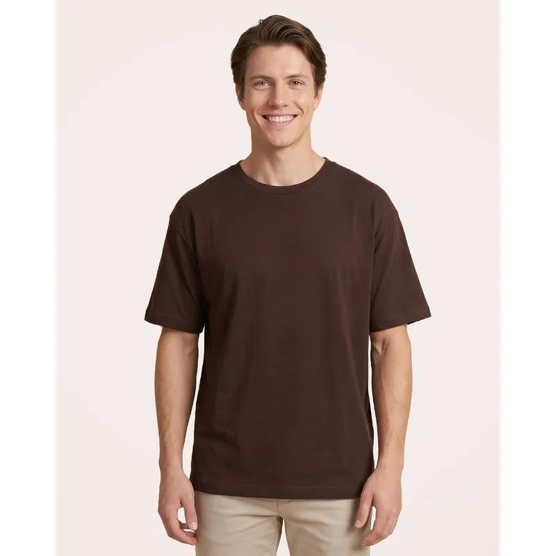 Camiseta Masculina Suedine Premium Manga Curta Marrom P