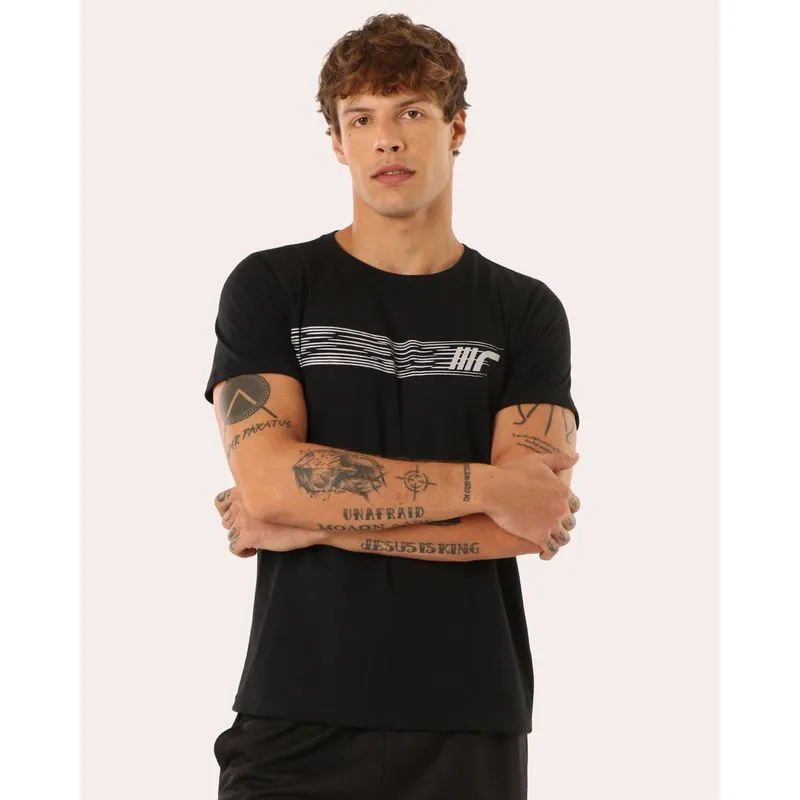 Camiseta Esportiva Masculina Algodão Preta M
