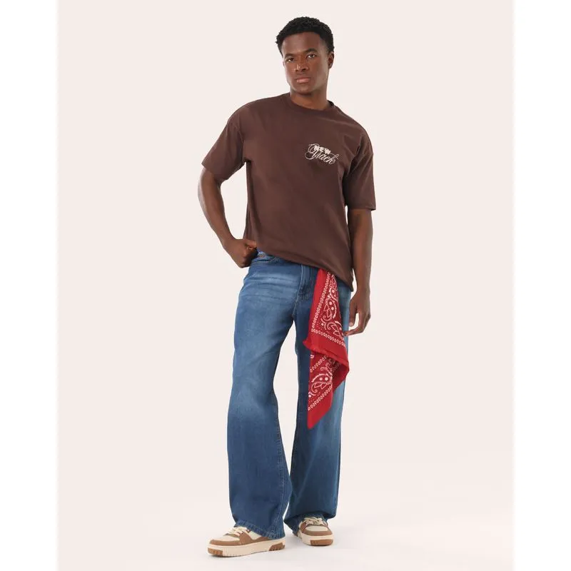 Calça Jeans Masculina Baggy com Bolsos Azul 44