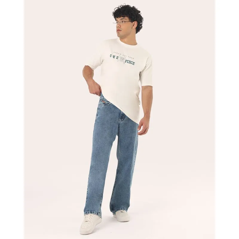 Calça Jeans Masculina Baggy Marmorizada Azul 42