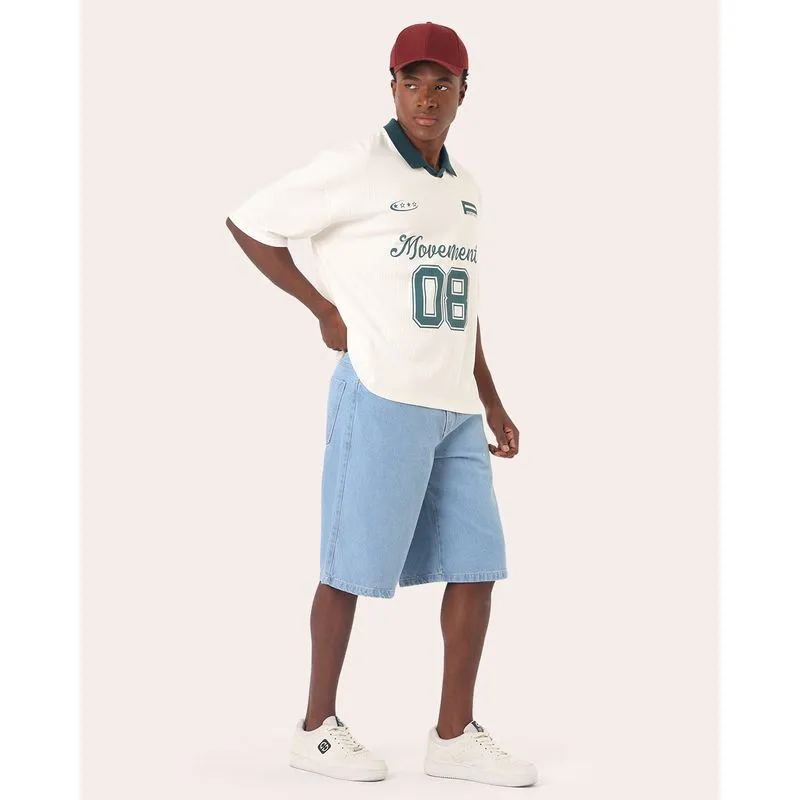 Bermuda Jeans Masculina Algodão Baggy Azul Claro 40