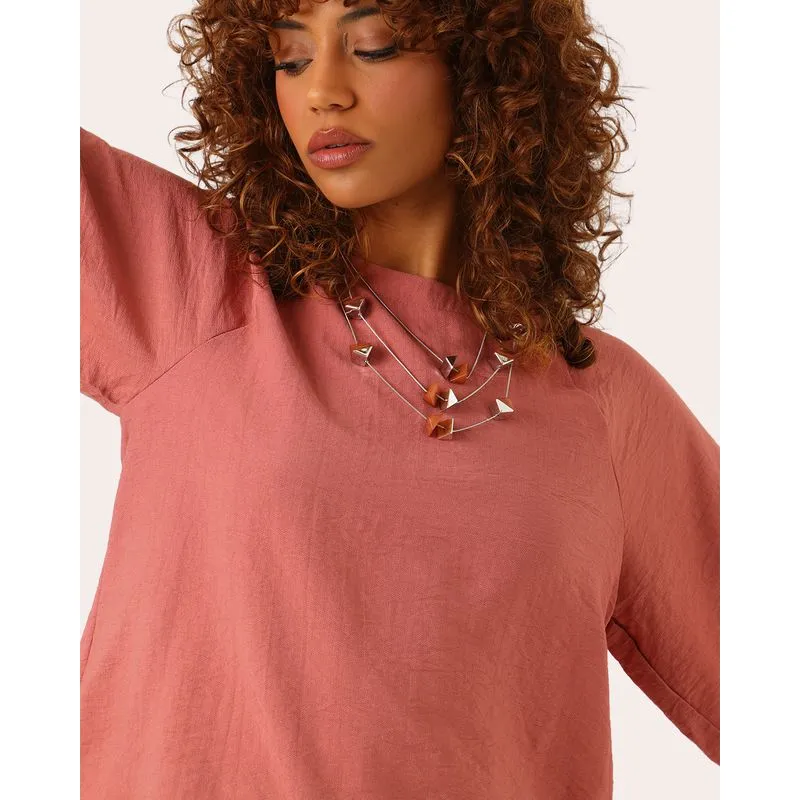 Blusa Feminina Manga Curta Rosa PP