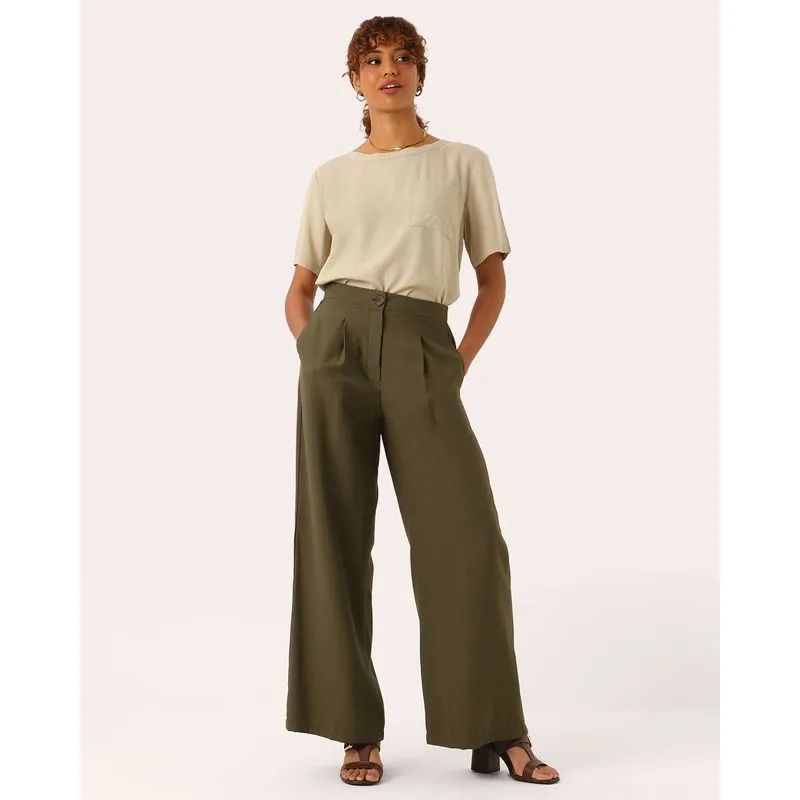 Calça Feminina Berry & Co. Wide Leg Verde P