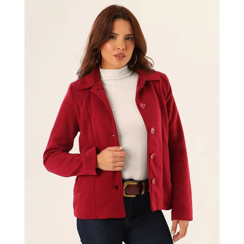 Casaco Moletom Feminino com Bolsos Botões Vinho M