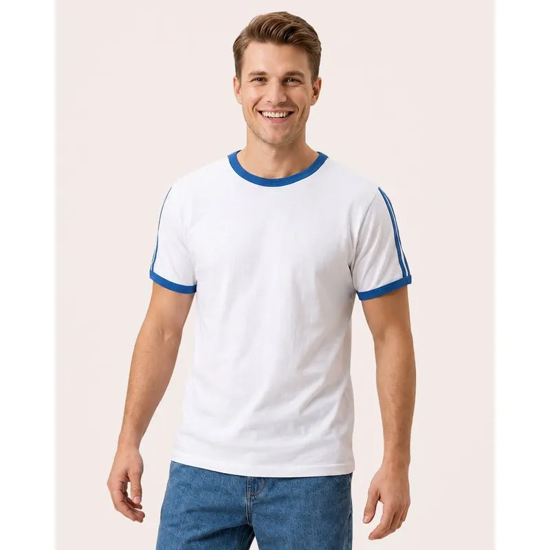 Camiseta Masculina Algodão Baby Tee com Friso Branca M