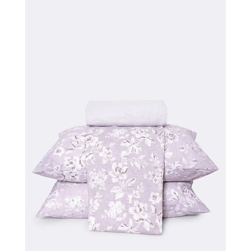 Jogo De Cama Queen 4 Peças Corttex Algodão Floral Bege UN