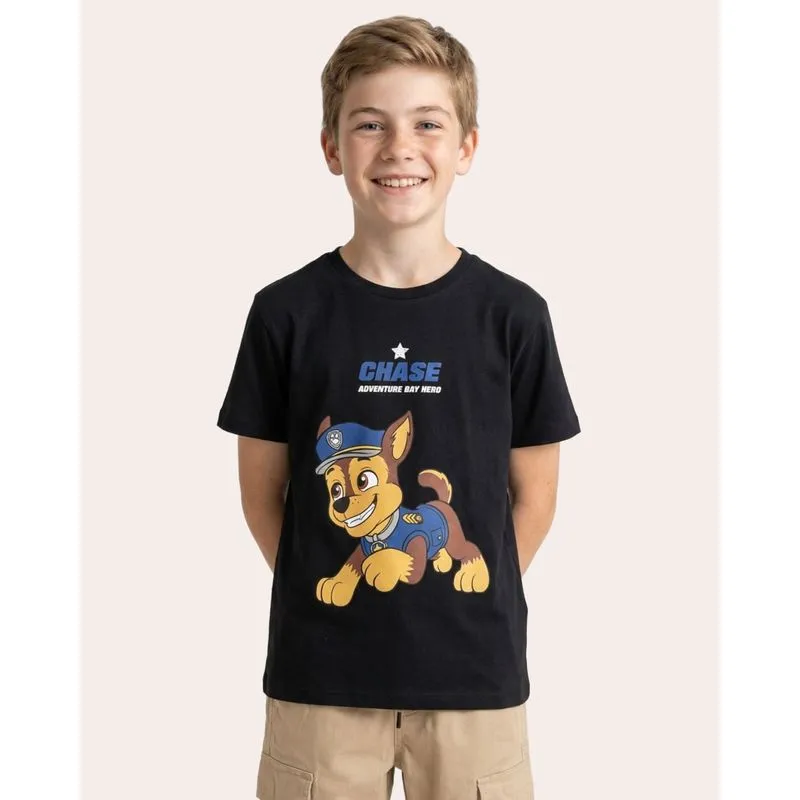 Camiseta Infantil Algodão Patrulha Canina Chase Preto 4