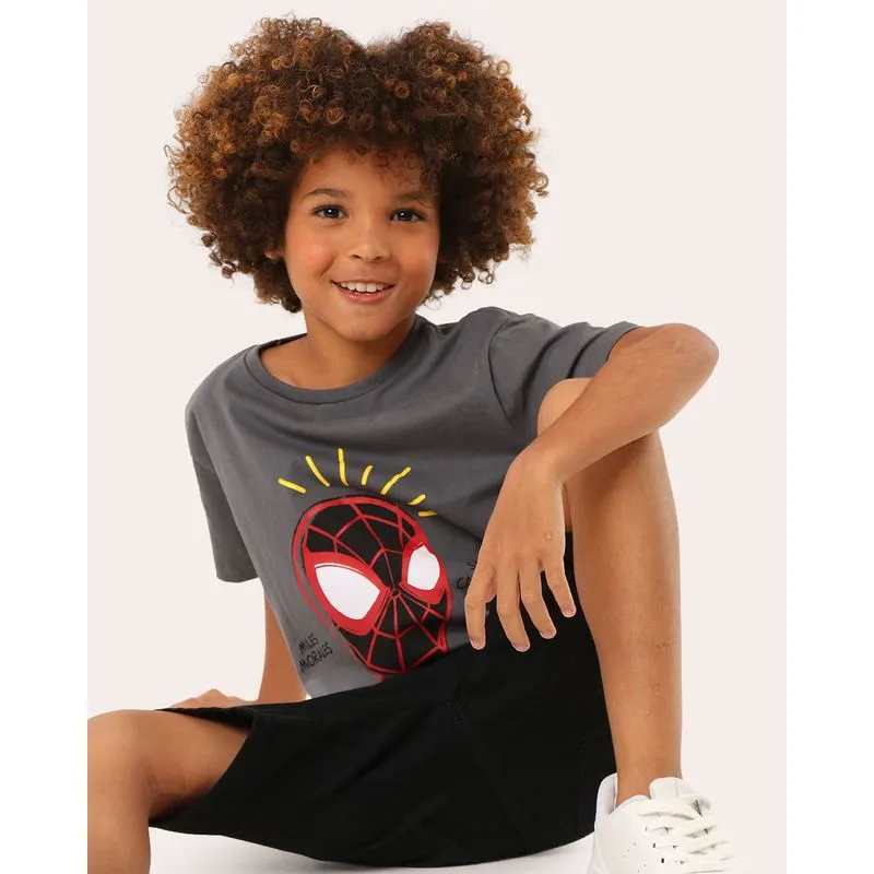 Camiseta Infantil Algodão Marvel Homem-Aranha Cinza 10