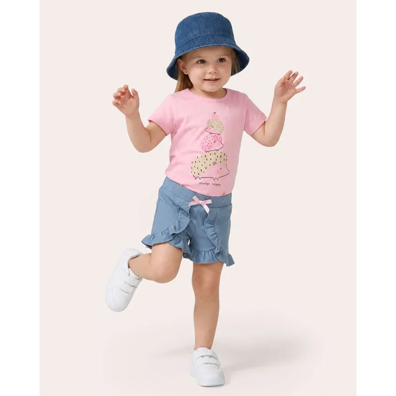 Blusa Bebê Porco Espinho Glitter Manga Curta Rosa 1