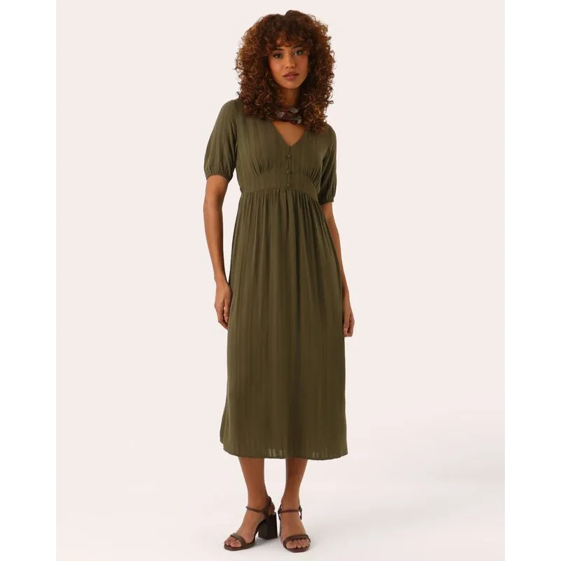 Vestido Feminino Berry & Co. Midi Decote V Verde P