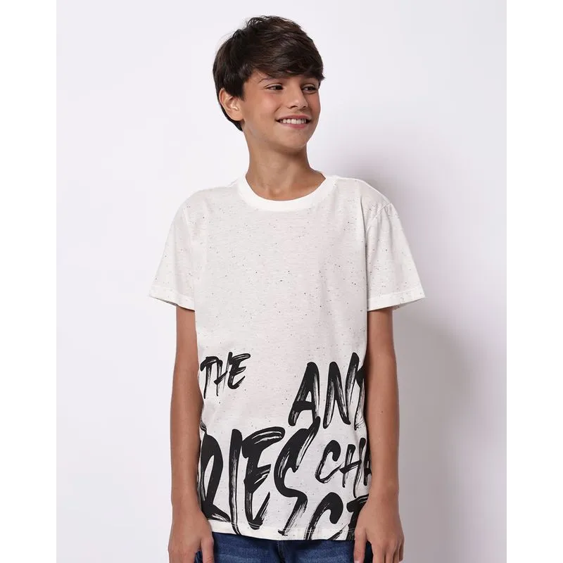 Camiseta Juvenil Botonê com Estampa Manga Curta Off White 14