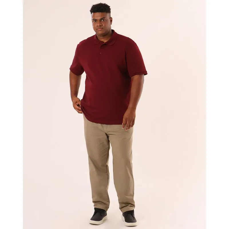 Calça Sarja Plus Size Masculina Slim com Bolsos Bege G3