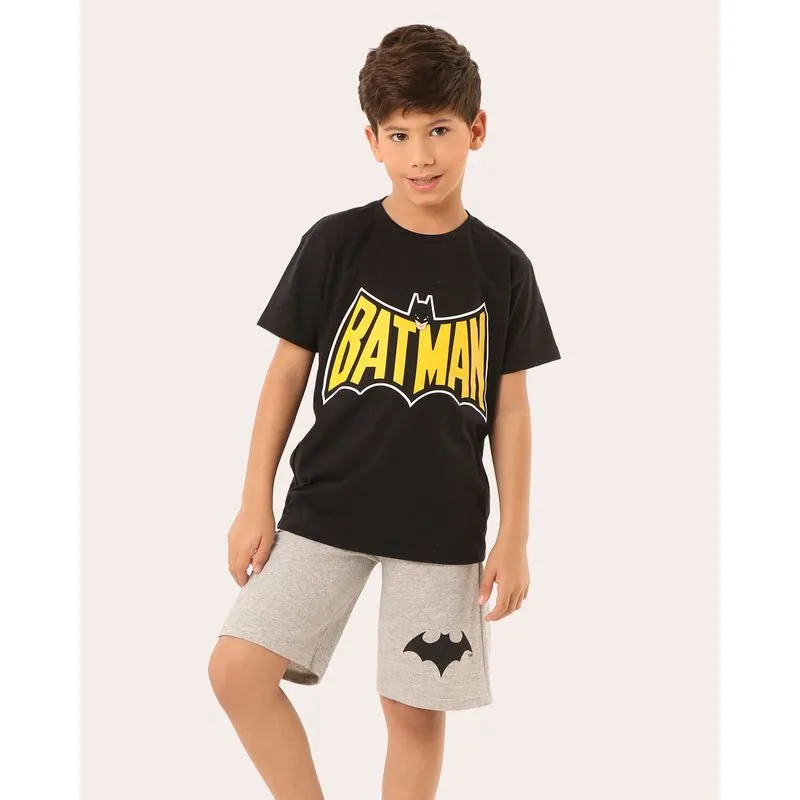 Conjunto Infantil Curto Algodão DC Comics Batman Preto 10