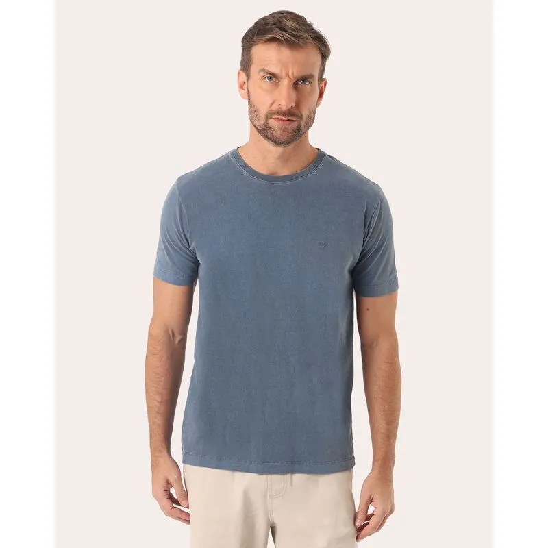 Camiseta Masculina Algodão Estonada Azul G