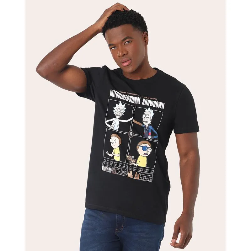 Camiseta Masculina Algodão Estampa Rick & Morty Preto P