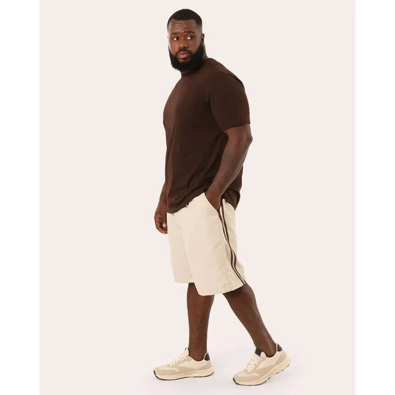 Bermuda Masculina Plus Size Listras Laterais Bege G4