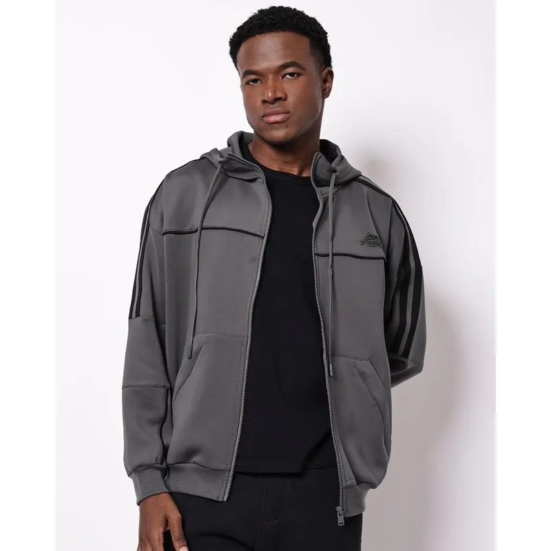 Jaqueta Masculina Overcore Helanca com Capuz Bolsos Cinza GG