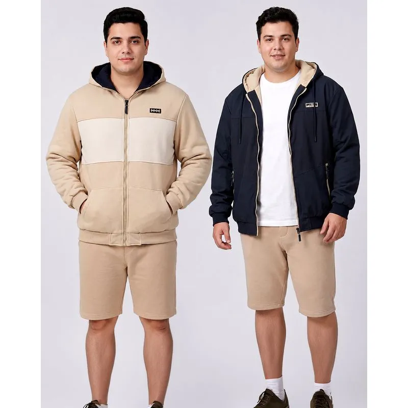 Jaqueta Plus Size Masculina Gangster Corta Vento Dupla Face Azul G3