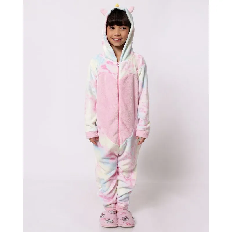 Pijama Kigurumi Infantil Unicórnio com Capuz Rosa 6
