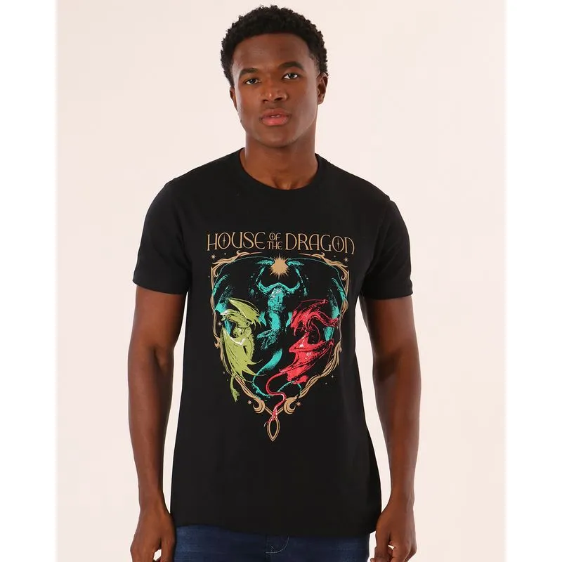 Camiseta Masculina Algodão A Casa Do Dragão Preta G3