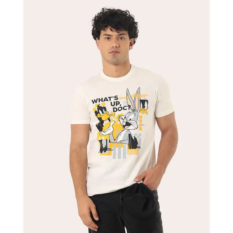 Camiseta Masculino Algodão Looney Tunnes Off White PP