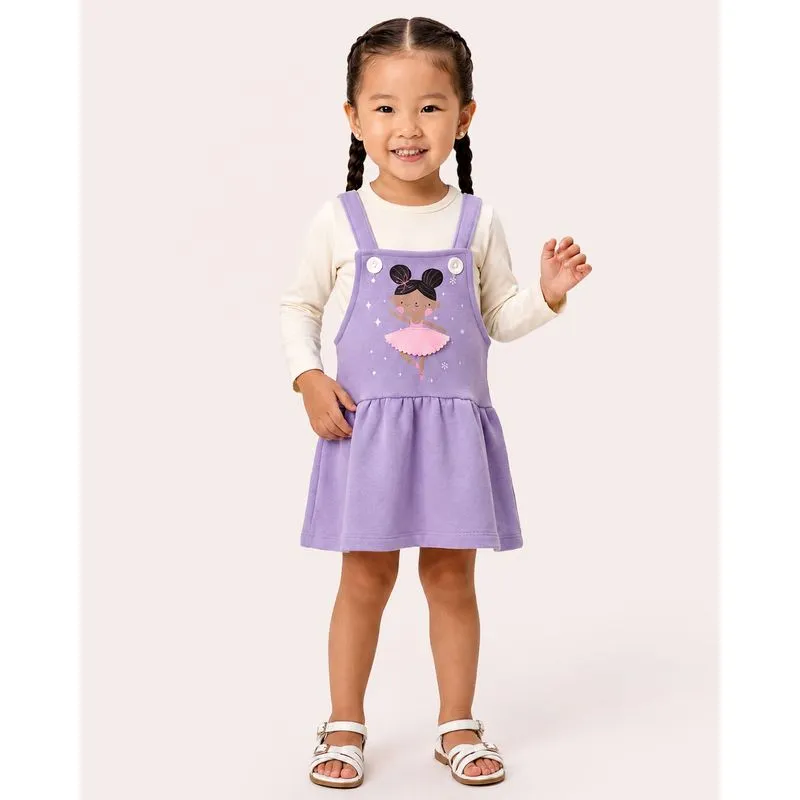 Conjunto Salopete Bebê Bailarina Manga Longa Lilás UN