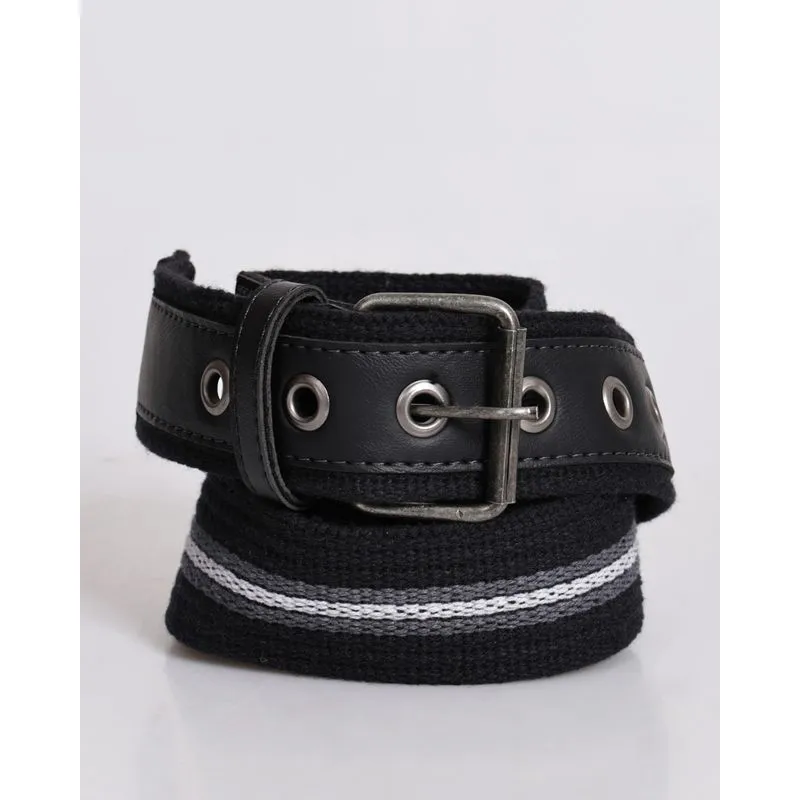 Cinto Masculino Casual Listrado com Fivela Preto P